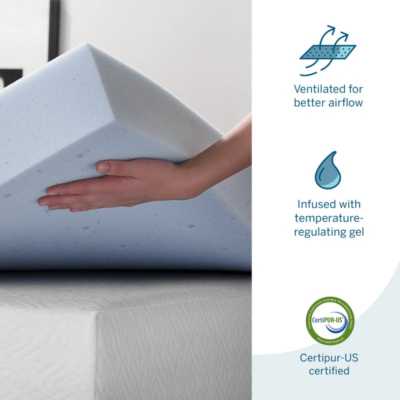 LUCID 4 Inch Gel Memory Foam Mattress Topper-Ventilated Design-Ultra Plush-Twin XL - Image 2